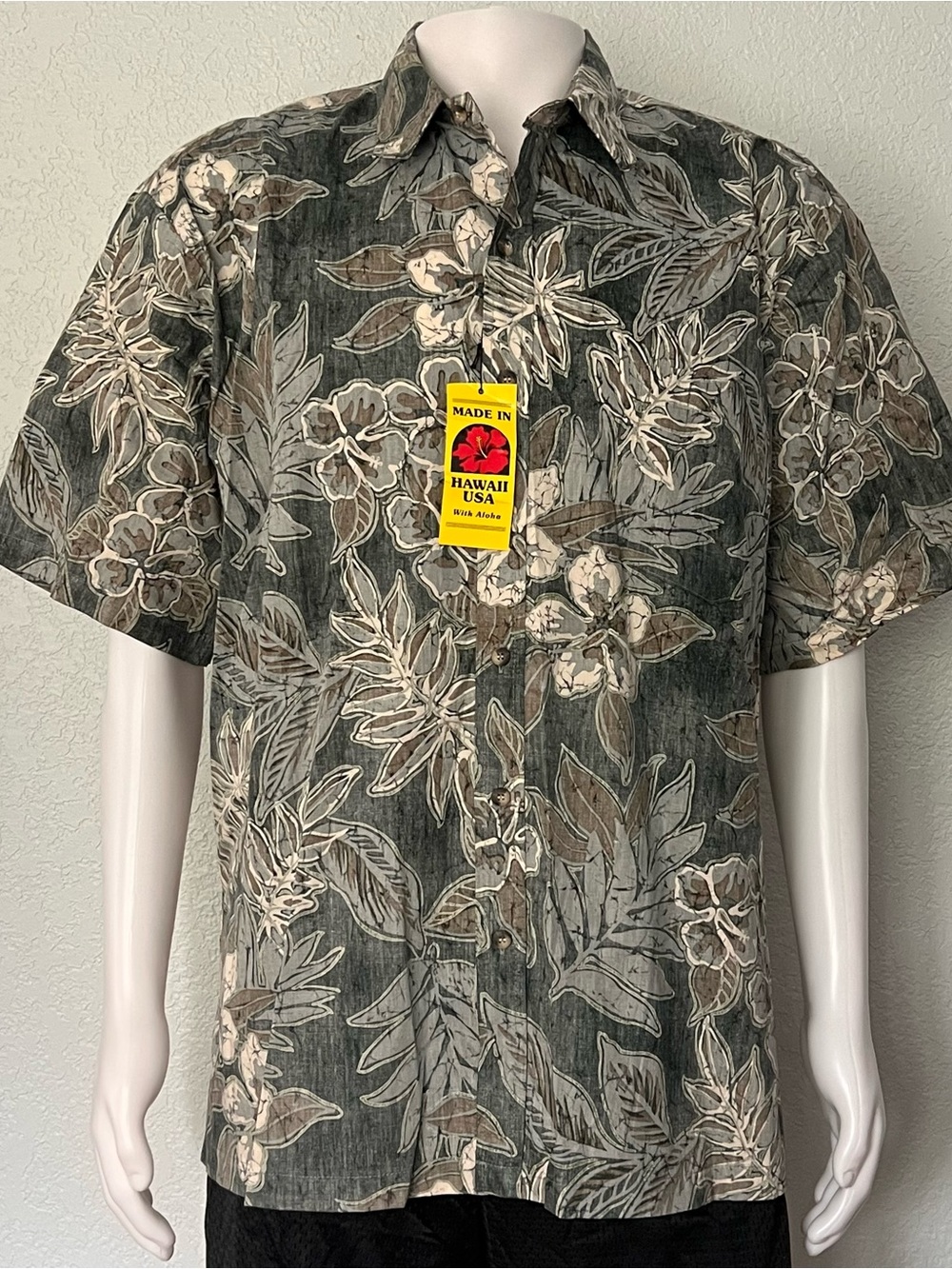 Cooke Street Hawaiian Aloha Green Shirt XL NWT Made In Hawaii Floral Cotton